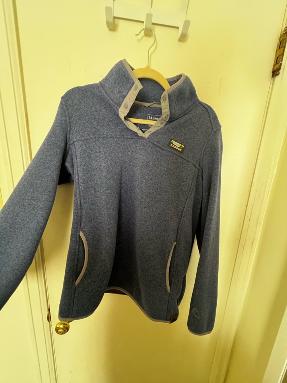 L.L. Bean Slate Blue Snap-Neck Fleece Pullover